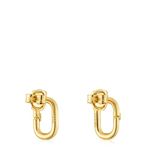 Tous Pendientes pequeños con baño de oro 18 kt sobre plata Hold Oval Rebajas top