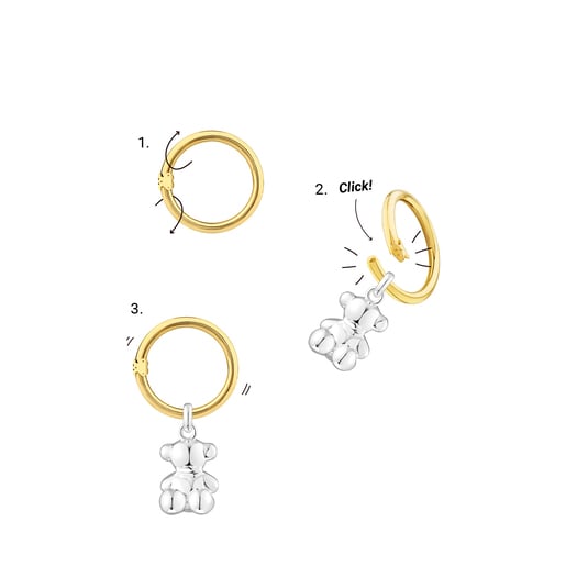 Tous Pendientes cortos con baño de oro 18 kt sobre plata Hold Oval Últimos 3 días