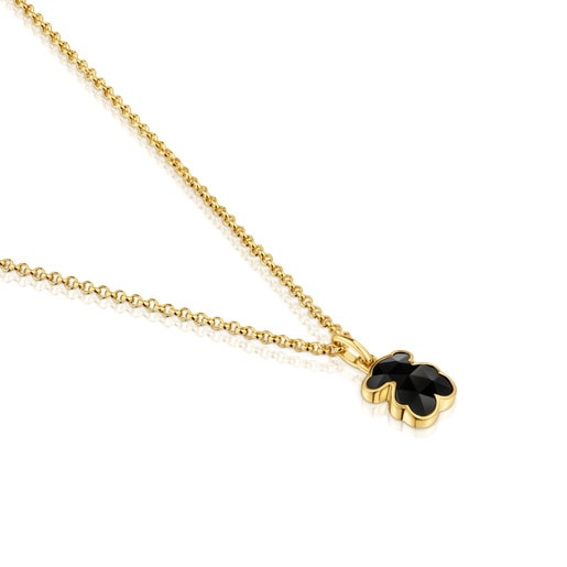 Tous Collar corto con baño de oro 18 kt sobre plata y motivo oso en ónix Icon Color Oferta especial de fábrica