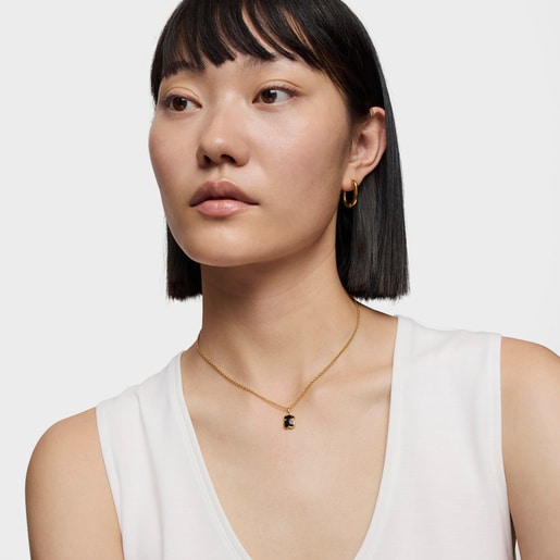 Tous Collar corto con baño de oro 18 kt sobre plata y motivo oso en ónix Icon Color Oferta especial de fábrica