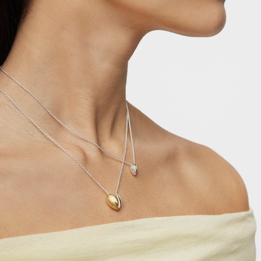 Tous Collar corto doble corazón pequeño bicolor My Other Half En oferta