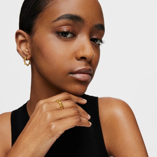 Tous Anillo mediano con baño de oro 18 kt sobre plata y motivos oso Bold Bear Última moda