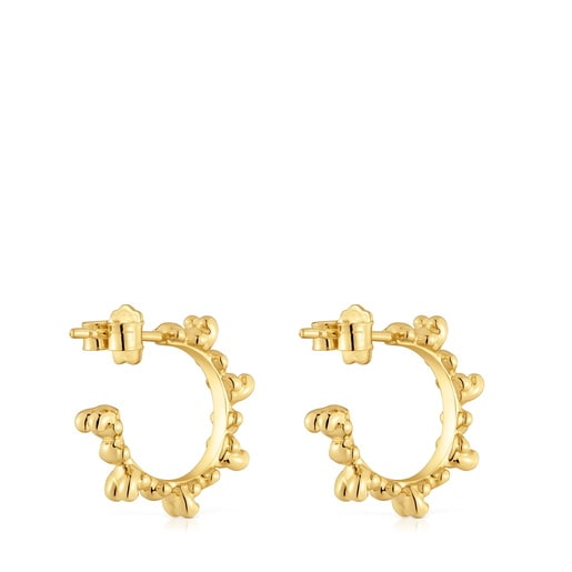 Tous Pendientes de aro con baño de oro 18 kt sobre plata 12 mm Bold Bear Ofertas de temporada