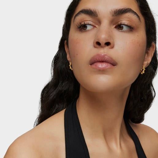 Tous Pendientes de aro con baño de oro 18 kt sobre plata 12 mm Bold Bear Ofertas de temporada