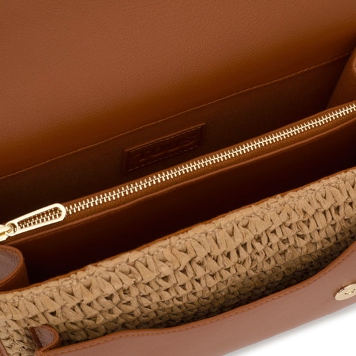 Tous Bandolera mediana camel Audree Rafia Outlet