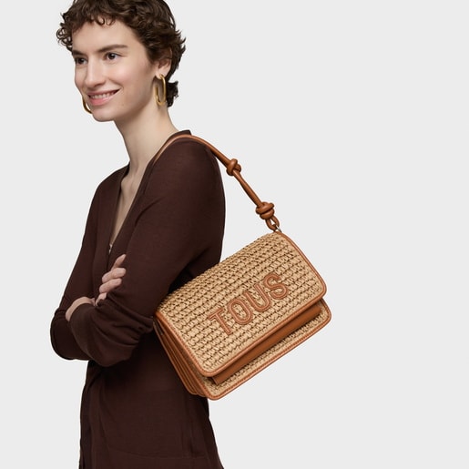 Tous Bandolera mediana camel Audree Rafia Outlet