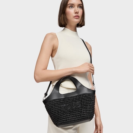 Tous Capazo mediano negro TOUS Lirio Rafia Outlet online