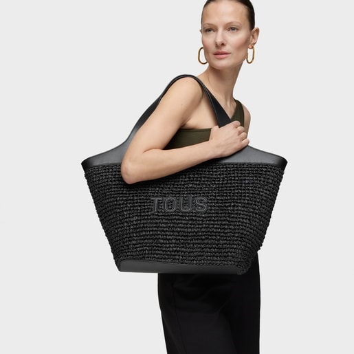 Tous Capazo grande negro TOUS Lirio Rafia Ofertas
