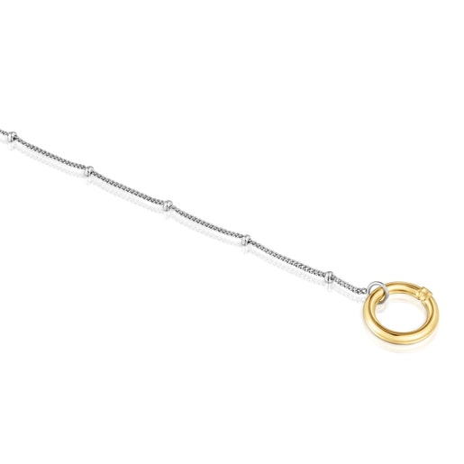 Tous Pulsera cadena de acero y anilla de oro Hold Último día