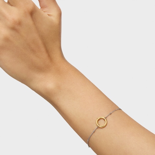 Tous Pulsera cadena de acero y anilla de oro Hold Último día