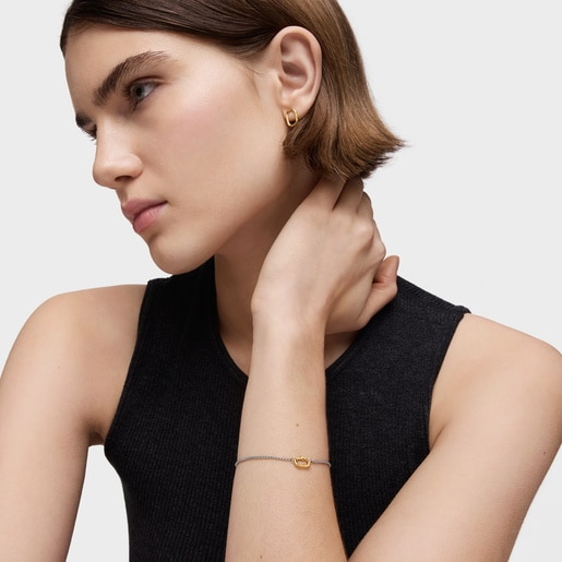 Tous Pulsera cadena de acero y anilla de oro Hold Oval Precio de fábrica