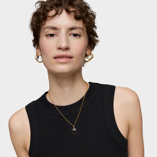 Tous Colgante pequeño con baño de oro 18 kt sobre plata y motivo oso en ónix Icon Color Solo hoy