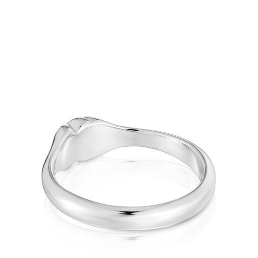 Tous Anillo pequeño de plata y motivo oso en ónix Icon Color Promoción trimestral