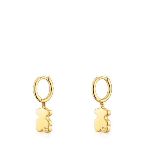 Tous Pendientes aro con baño de oro 18 kt sobre plata y detalle oso colgante Sweet Dolls Limitado a 3 días
