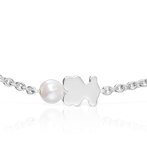 Tous Pulsera cadena de plata motivo oso y perla cultivada Sweet Dolls Precios de Black Friday