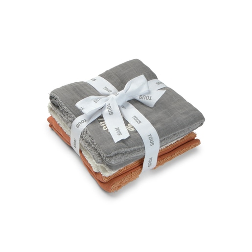 Tous Muselina pack de 3 con rizo Classic gris Tienda