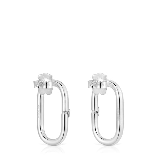 Tous Pendientes cortos de plata Hold Oval Grandes descuentos