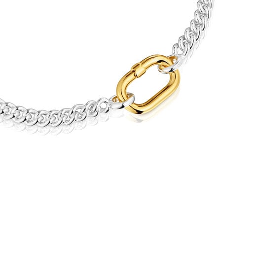 Tous Pulsera de plata con anilla bicolor Hold Oval Tienda de fábrica