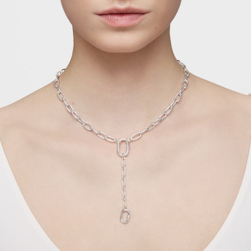 Tous Colgante cadena de plata y anilla Hold Oval Ahorra y exporta