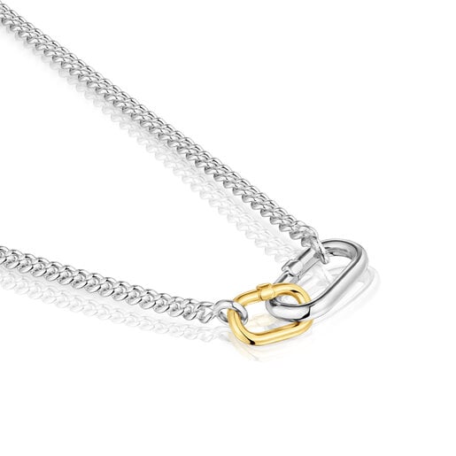 Tous Collar corto de plata con anillas bicolor Hold Oval Precios de Black Friday