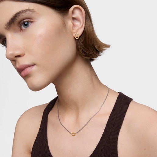 Tous Collar corto de acero y anilla de oro Hold Oval Ofertas de temporada