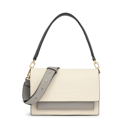 Tous Bandolera mediana beige y gris Audree Saffiano Ofertas especiales