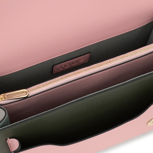 Tous Bandolera mediana gris y rosa Audree Saffiano Rebajas de fin de temporada