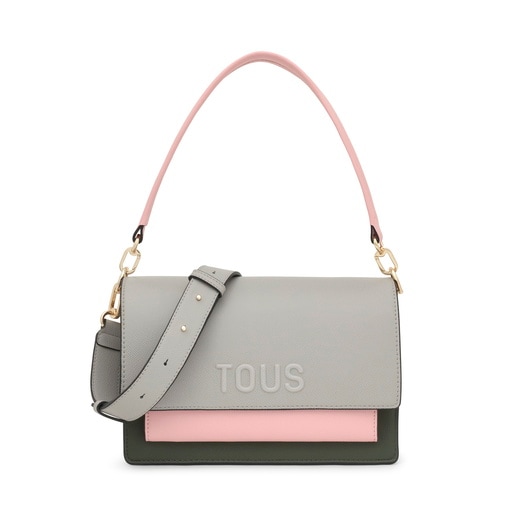 Tous Bandolera mediana gris y rosa Audree Saffiano Rebajas de fin de temporada
