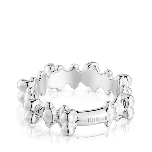 Tous Anillo mediano de plata motivos oso Bold Bear Venta caliente