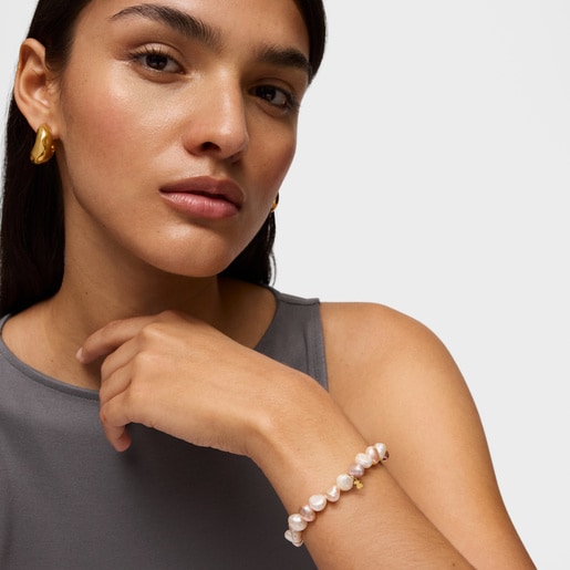 Tous Pulsera de oro y perlas cultivadas barrocas TOUS Pearls Oferta especial de fábrica