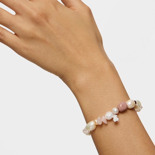 Tous Pulsera de plata con perlas granate rodonita y cuarzo TOUS Pearls Solo queda un día