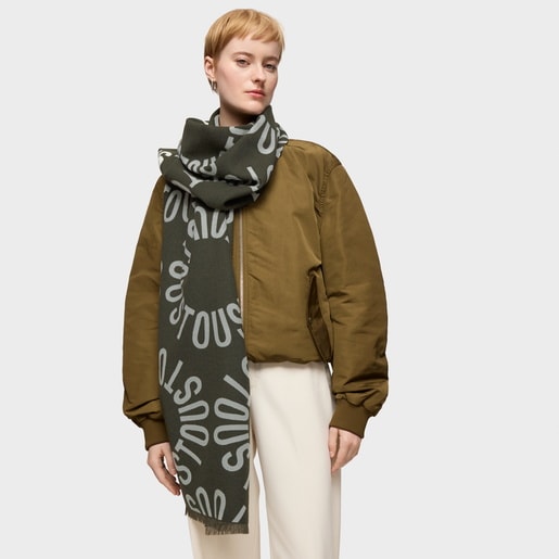 Tous Foulard caqui TOUS Round Logo Rebajas de fábrica
