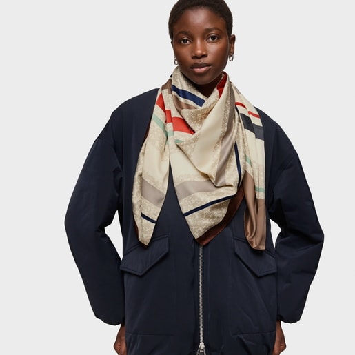 Tous Pañuelo cuadrado beige Kaos Mini Lines Envío gratis