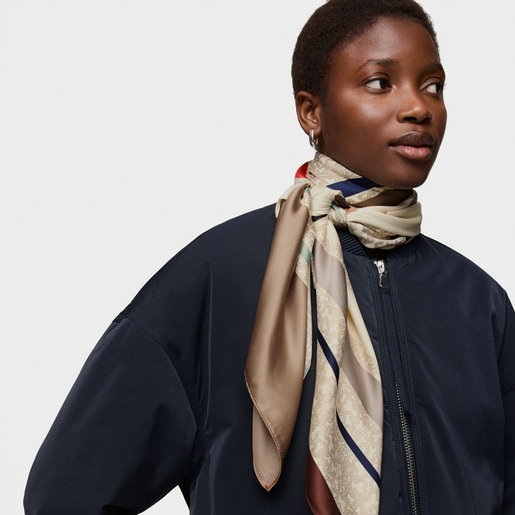 Tous Pañuelo cuadrado beige Kaos Mini Lines Envío gratis