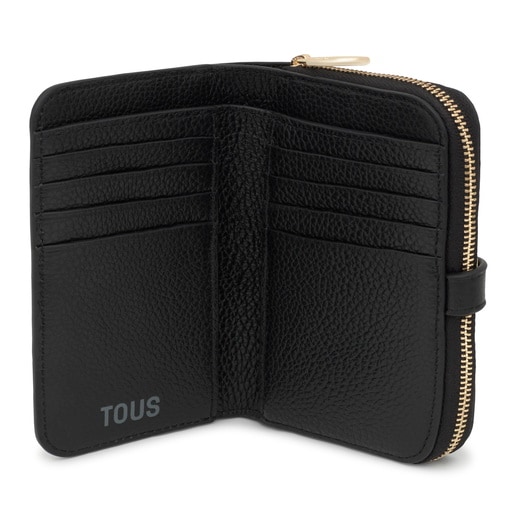 Tous Billetera de piel negra TOUS Buckles Descuento por venta flash